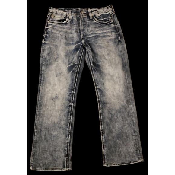 Salvage Buckle Anarchy Relaxed Straight Leg Mens Jeans Light Wash 32 x 30 - Picture 2 of 3